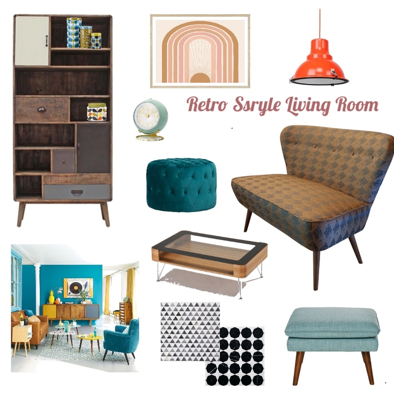 Retro style living room Mood Board by TerryJo on Style Sourcebook