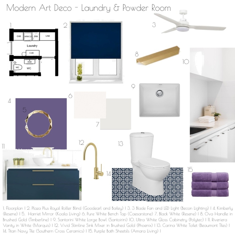 Modern Art Deco - Laundry & WC Mood Board by KateLT on Style Sourcebook