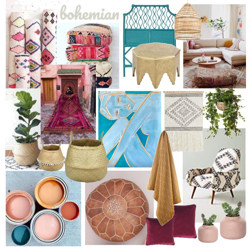 Bohemian Interior Design Mood Board by Marina Yates