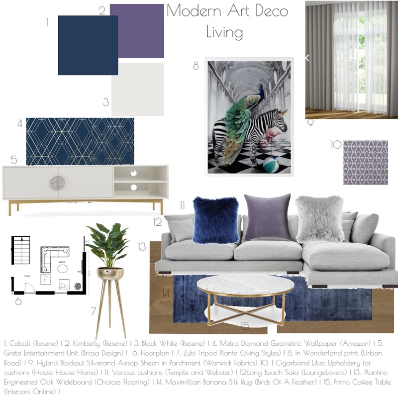 Modern Art Deco  - Living Mood Board by KateLT on Style Sourcebook