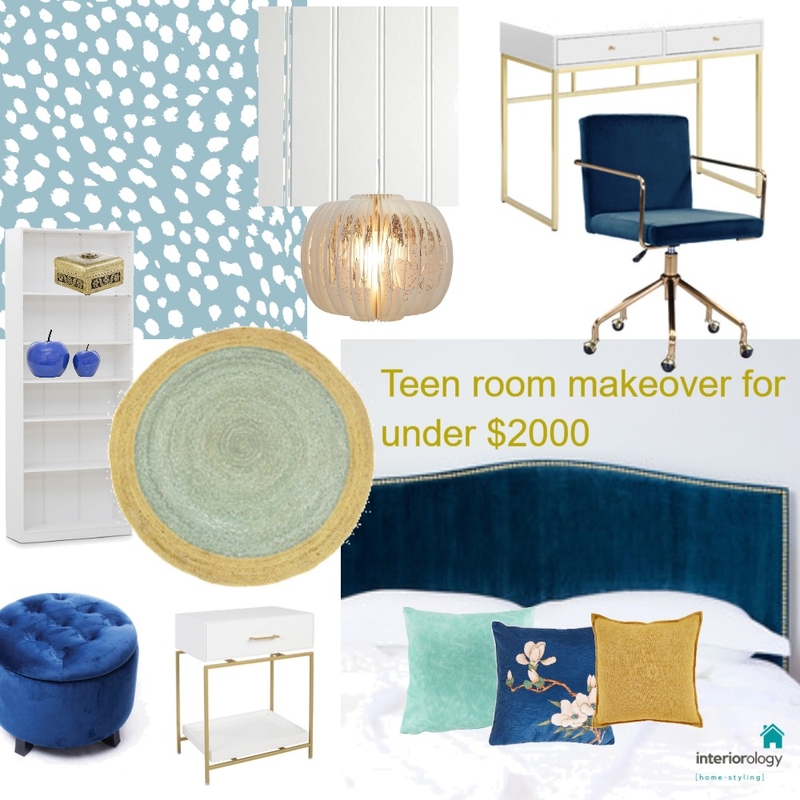 Girl teenage bedroom makeover under $2000 Mood Board by interiorology on Style Sourcebook