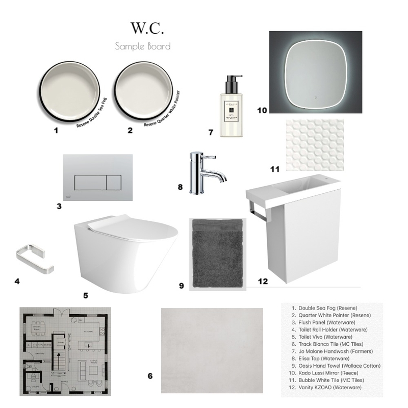 W.C. Mood Board by SJW Interiors on Style Sourcebook