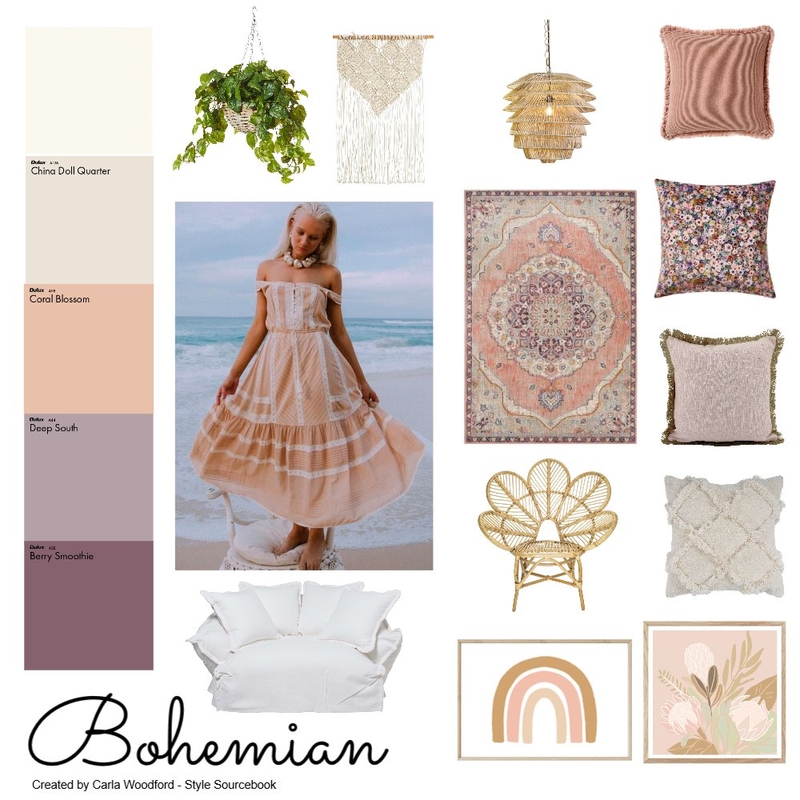 Bohemian pink Mood Board by carla.woodford@me.com on Style Sourcebook