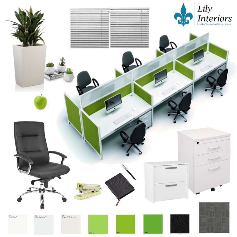 Green Office Space Mood Board - Fresh & Clean Mood Board by Lily Interiors on Style Sourcebook