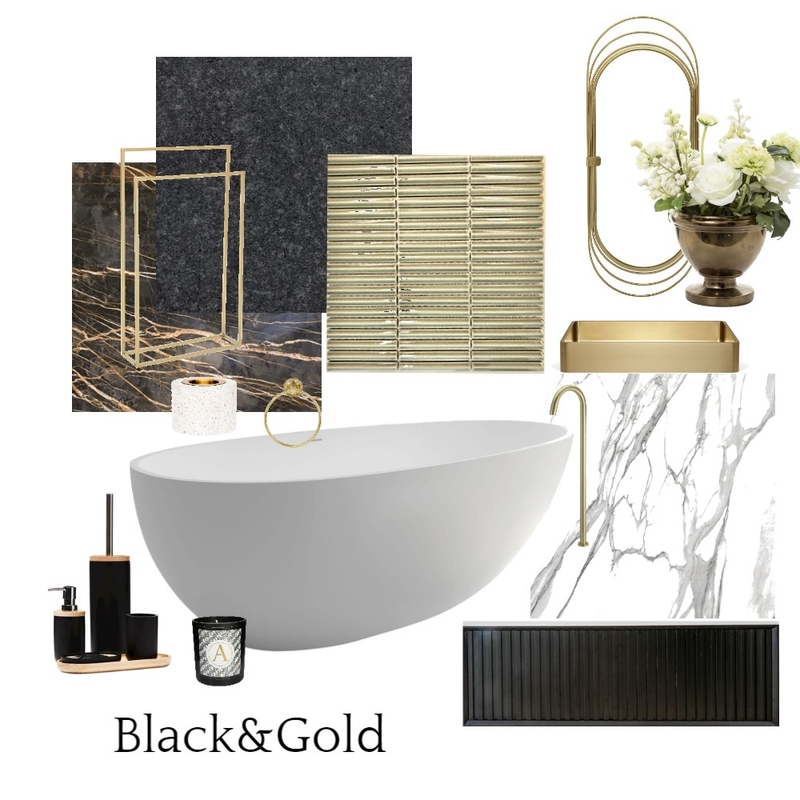 Black&Gold Bath Mood Board by Infinix Design on Style Sourcebook
