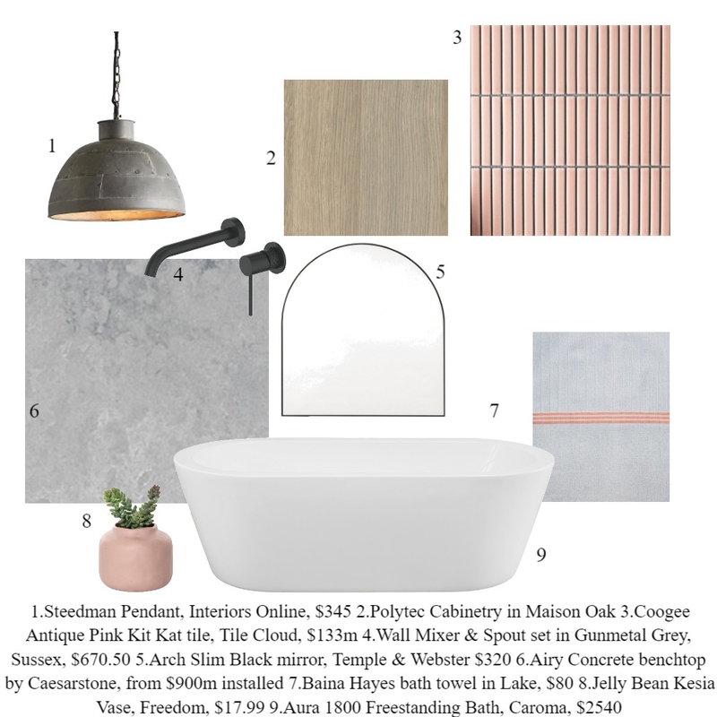 Pink + Grey Matte Bathroom 2 Mood Board by mooloolaba_lifestyle on Style Sourcebook