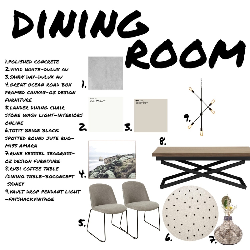 sample board-diningroom Mood Board by courtmunro on Style Sourcebook