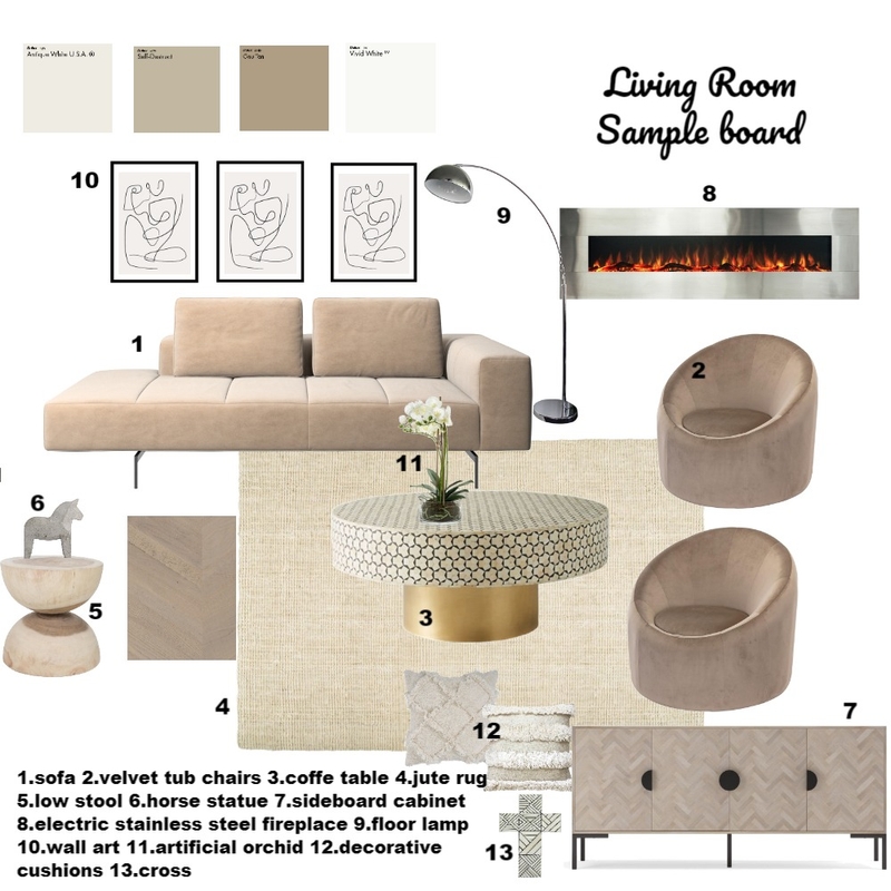 Sample Board Living Room Mood Board by Danche on Style Sourcebook