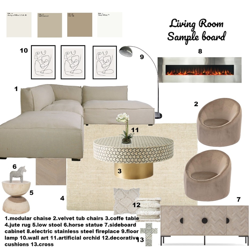 Sample Board Living Room Mood Board by Danche on Style Sourcebook