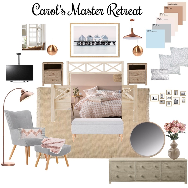 Carol's Master Retreat Final Mood Board by Copper & Tea Design by Lynda Bayada on Style Sourcebook