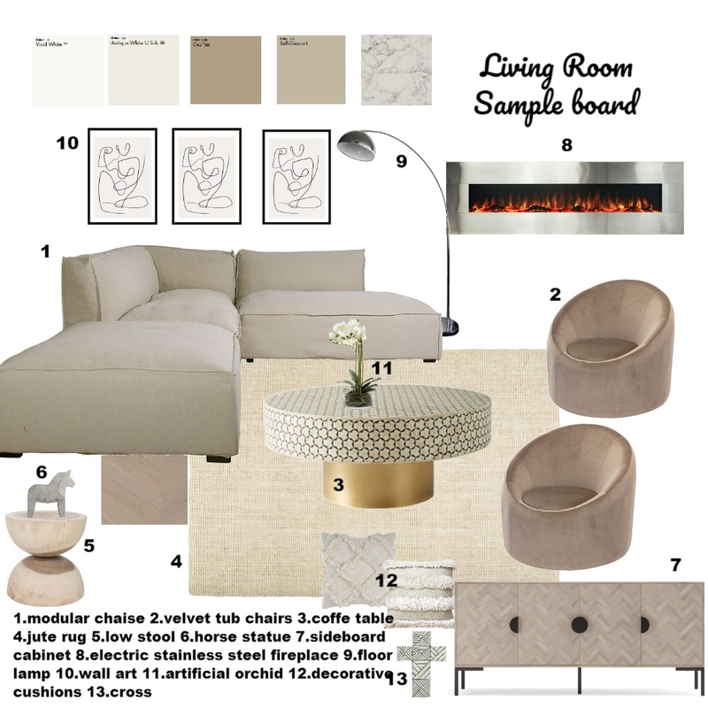 Sample Board Living Room Mood Board by Danche on Style Sourcebook