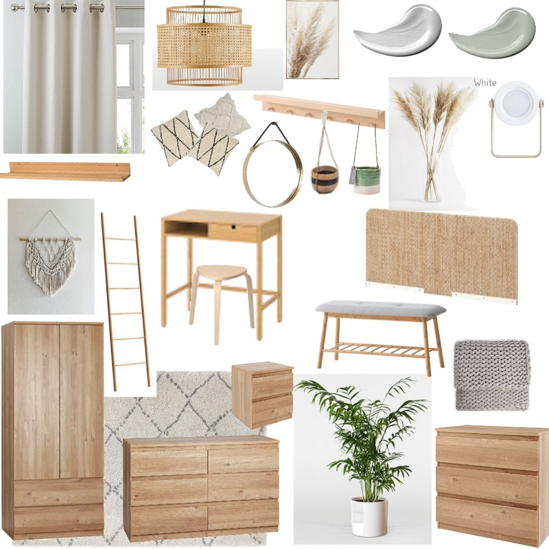 Janie's Bedroom - Final with rattan headboard Mood Board by Jacko1979 on Style Sourcebook