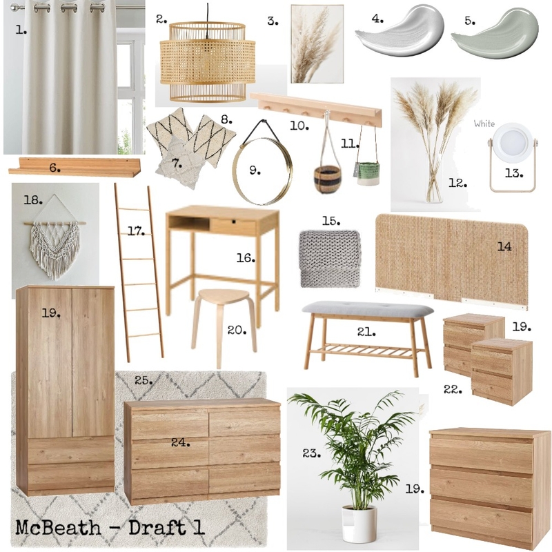 Janie's Bedroom - Final with numbers Mood Board by Jacko1979 on Style Sourcebook