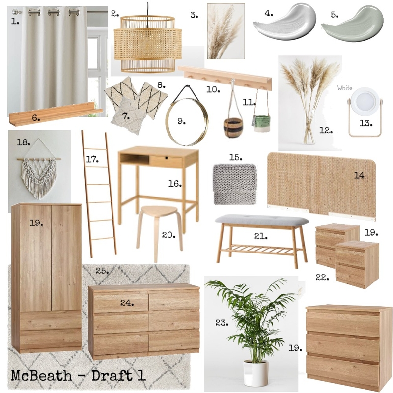 Janie's Bedroom - Final with numbers Mood Board by Jacko1979 on Style Sourcebook
