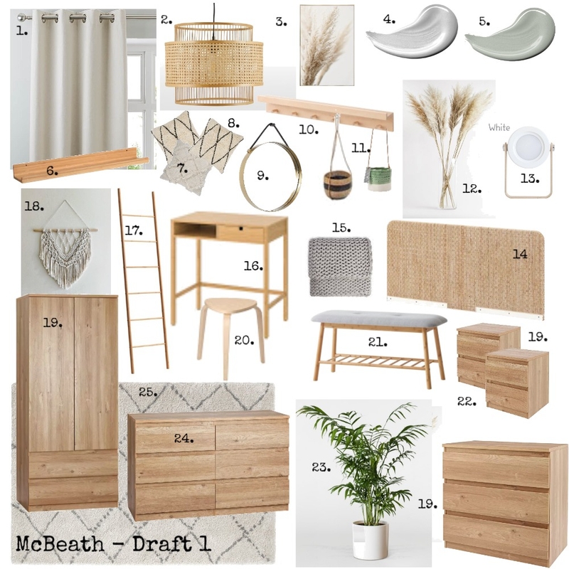 Janie's Bedroom - Final with numbers Mood Board by Jacko1979 on Style Sourcebook