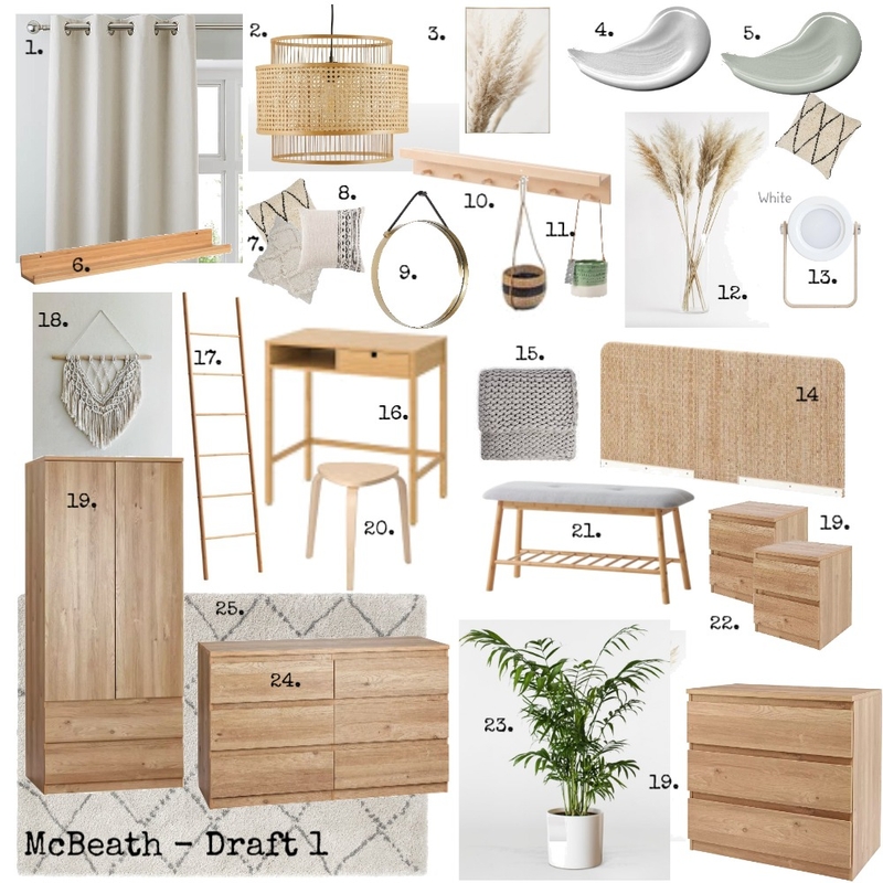 Janie's Bedroom - Final with numbers Mood Board by Jacko1979 on Style Sourcebook