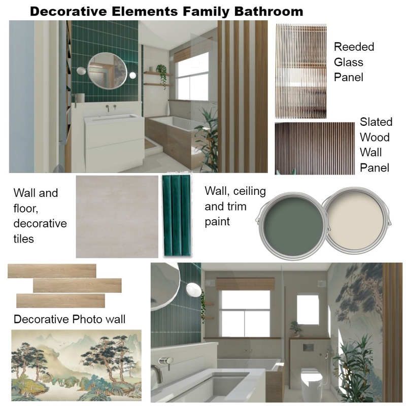 Family Bathroom Decorative elements Mood Board by Cinnamon Space Designs on Style Sourcebook