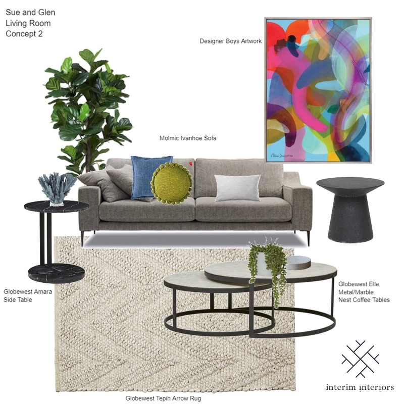 Sue and Glen Living Concept 2 Mood Board by Interim Interiors on Style Sourcebook