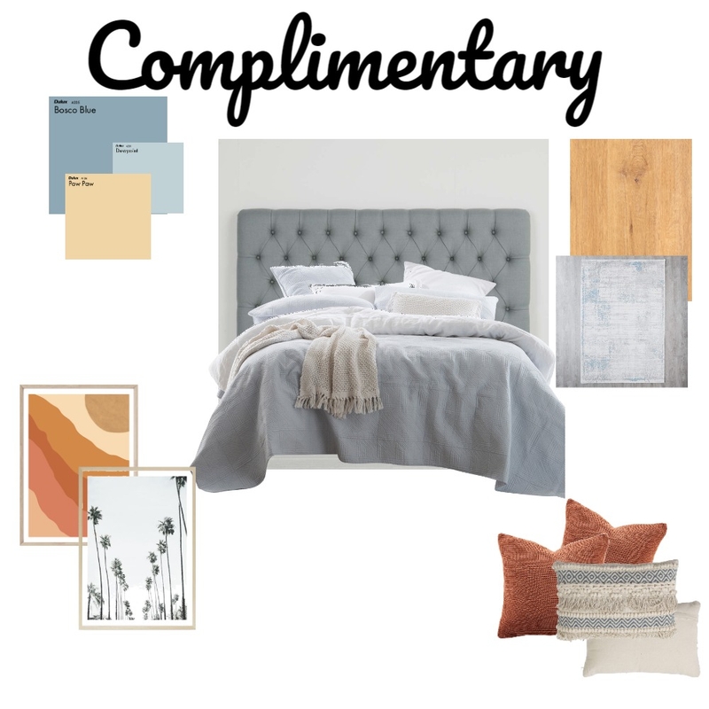 Complimentary-Blue and Orange Mood Board by AubreeFicklin on Style Sourcebook