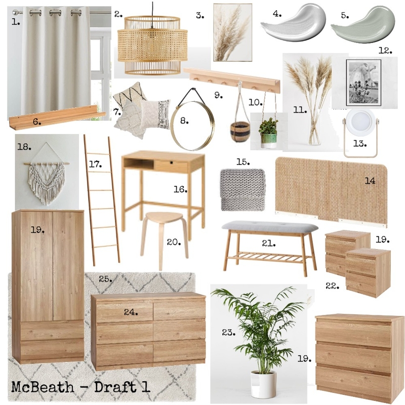 Janie's Bedroom - Final with numbers Mood Board by Jacko1979 on Style Sourcebook