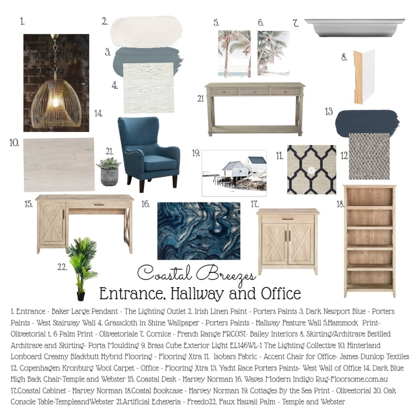 Coastal Breezes Entry, Hallway and Office Mood Board by leoniemh on Style Sourcebook