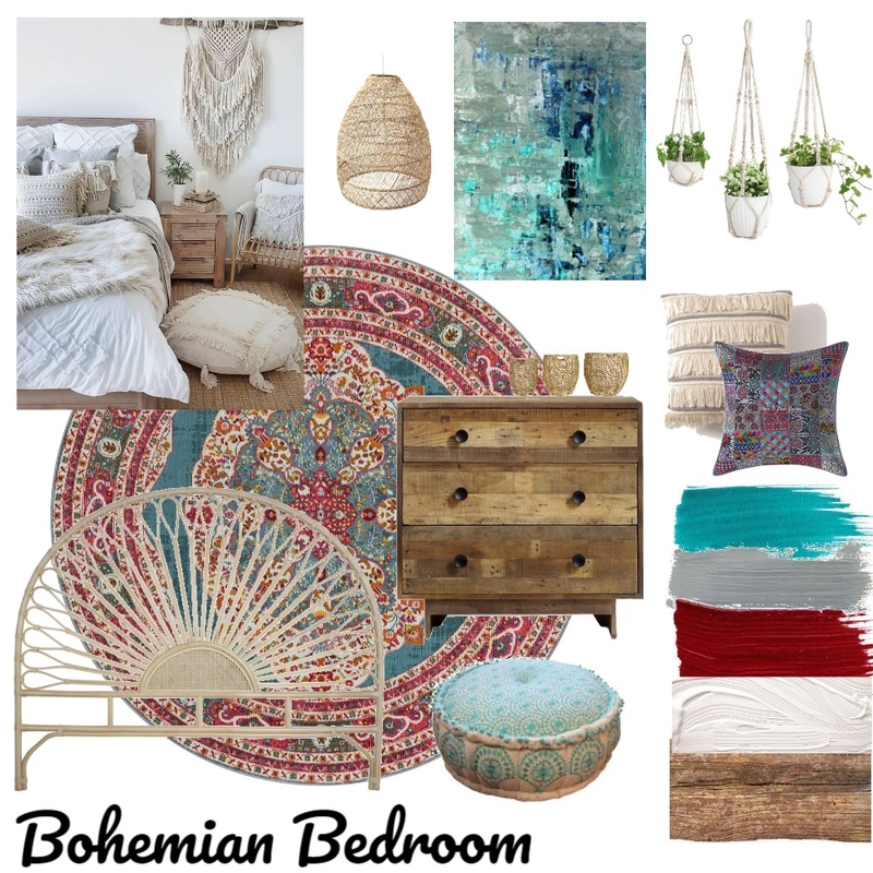 Bohemian Bedroom 1. Interior Design Mood Board by kaylat