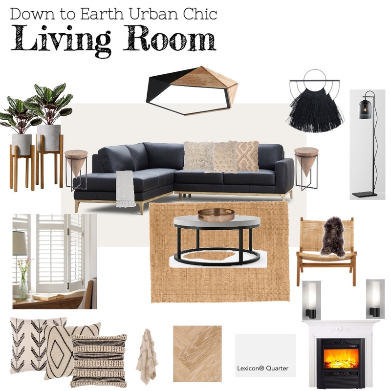 Down to Earth Urban Chic Living Room Mood Board by Copper & Tea Design by Lynda Bayada on Style Sourcebook