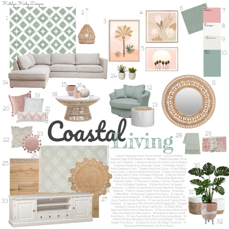 Coastal Living Mood Board by Katelyn Kirby Interior Design on Style Sourcebook