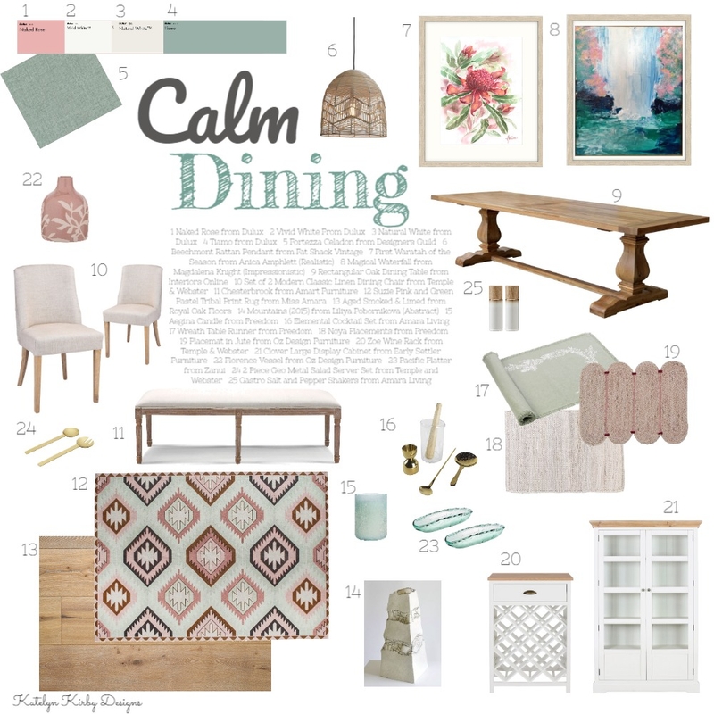 Calm Dining Mood Board by Katelyn Kirby Interior Design on Style Sourcebook