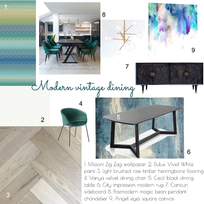 Vintage modern dining room Mood Board by Megan.webb@me.com on Style Sourcebook