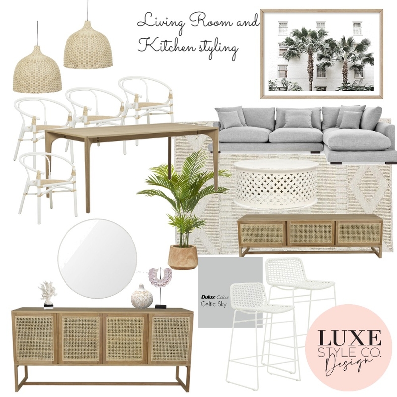 Beach house Living room/kitchen styling Mood Board by Luxe Style Co. on Style Sourcebook