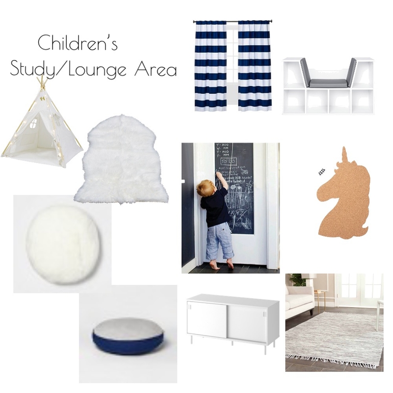 Angela Thompson Children’s Study/Lounge Mood Board by stagingsisters on Style Sourcebook
