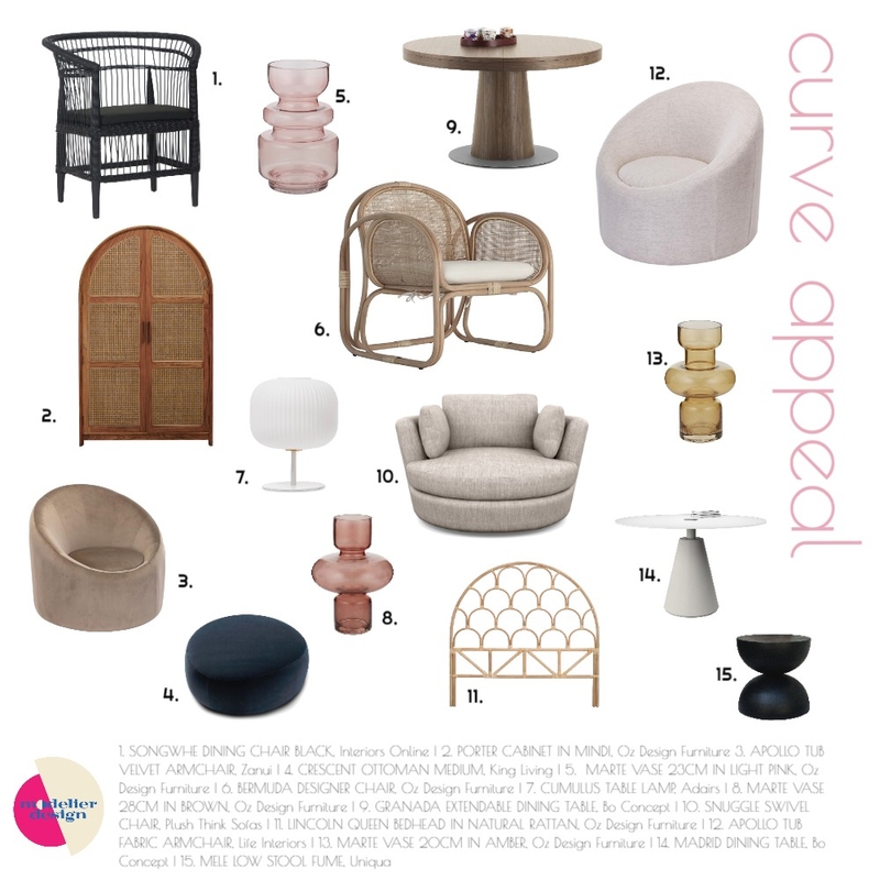 Curve Appeal Mood Board by Singular Style Design on Style Sourcebook