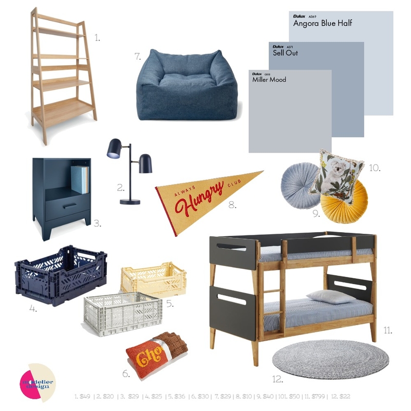 Hi-Low Blue Kids Room Mood Board by Singular Style Design on Style Sourcebook