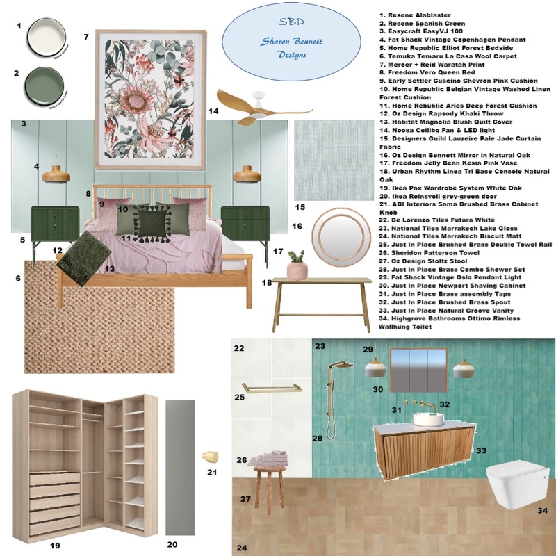 Master Bedroom Assignment 10 Mood Board by Sharon Bennett Designs on Style Sourcebook