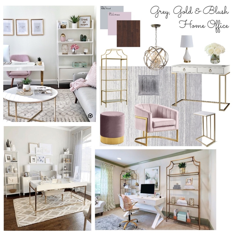 Fiverr - Home Office blush, grey & gold Mood Board by rachweaver21 on Style Sourcebook