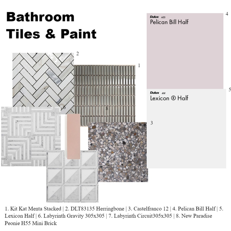 Bathroom Tiles and Colours Mood Board by Marilena on Style Sourcebook