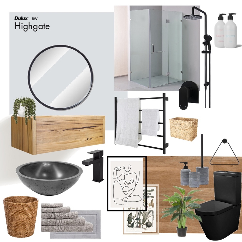 Bathroom - Black and wood theme Mood Board by emilychanel93 on Style Sourcebook