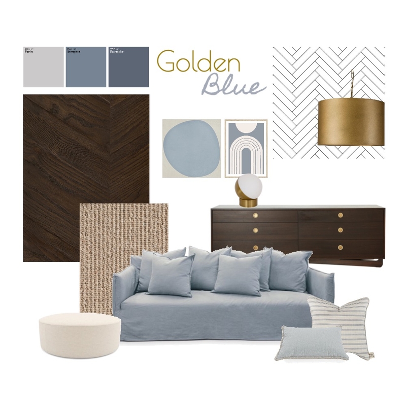 Golden Blue Mood Board by ideenreich on Style Sourcebook