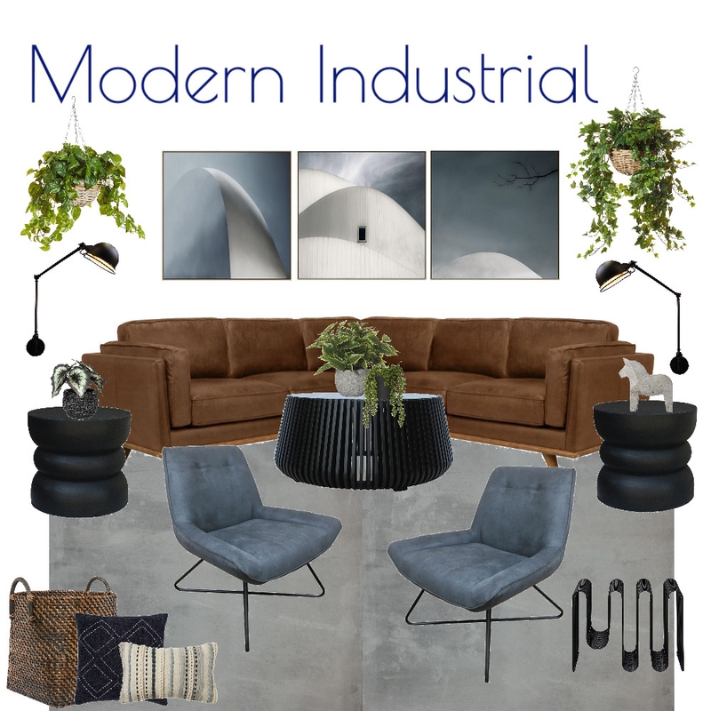 Modern Industrial Living Room Mood Board by Kohesive on Style Sourcebook
