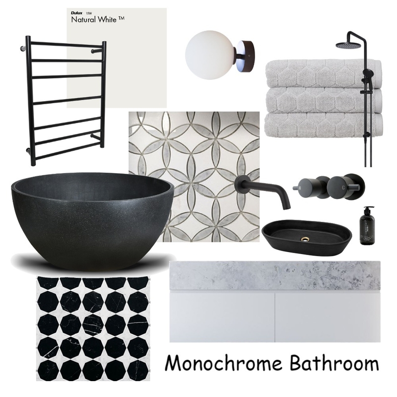 Monochrome Bathroom Mood Board by designbykmc on Style Sourcebook