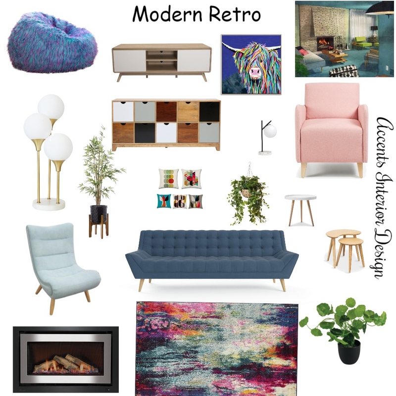Modern Retro Living Room Mood Board by Accents Interior Design on Style Sourcebook