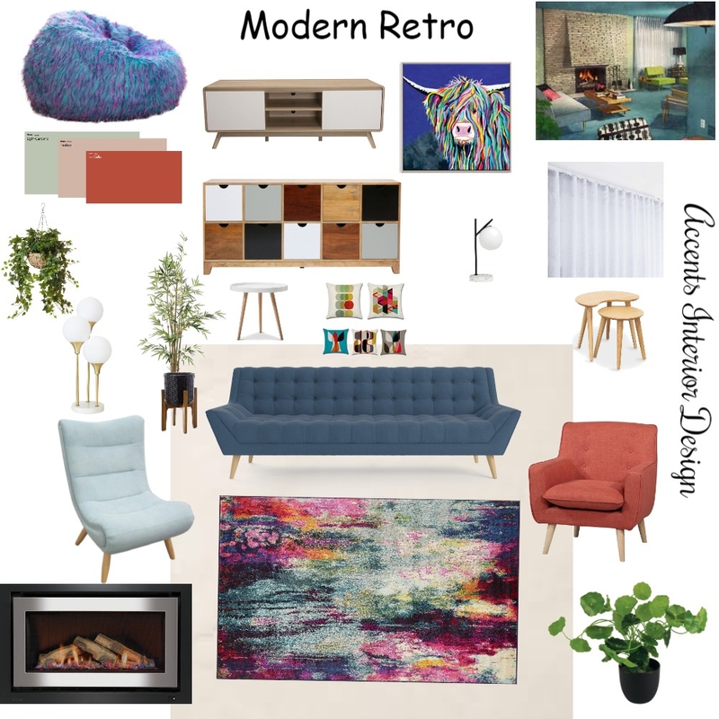 Modern Retro Living Room Mood Board by Accents Interior Design on Style Sourcebook