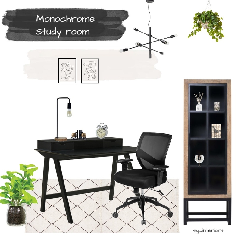 Monochrome study room Mood Board by sginteriors on Style Sourcebook