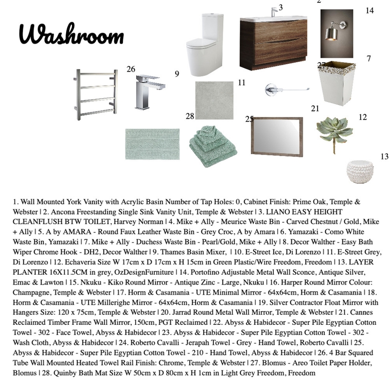 Washroom Mood Board Mood Board by Cristinella on Style Sourcebook