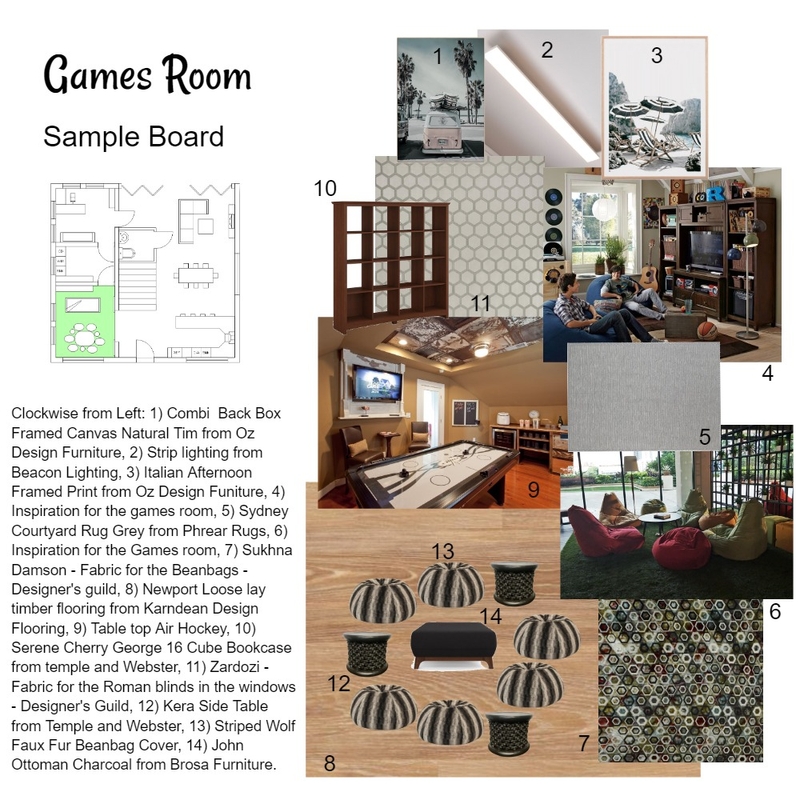 Games Room Mood Board by Michelle Baker on Style Sourcebook
