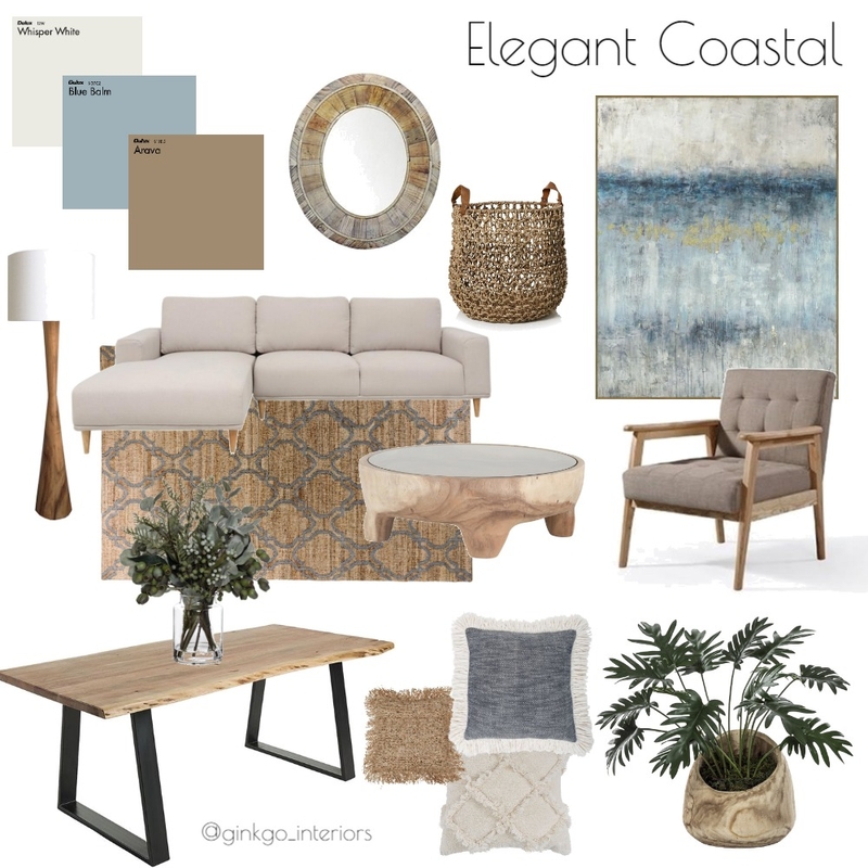 Elegant Coastal Mood Board by Ginkgo Interiors on Style Sourcebook