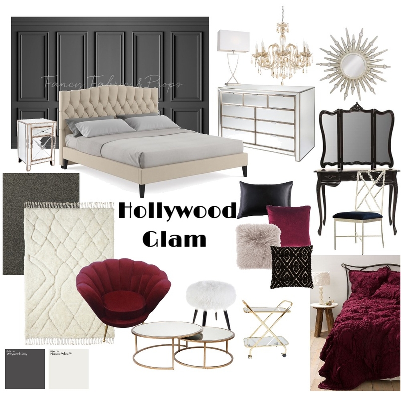 Hollywood Glam bedroom Mood Board by sharnialberni on Style Sourcebook