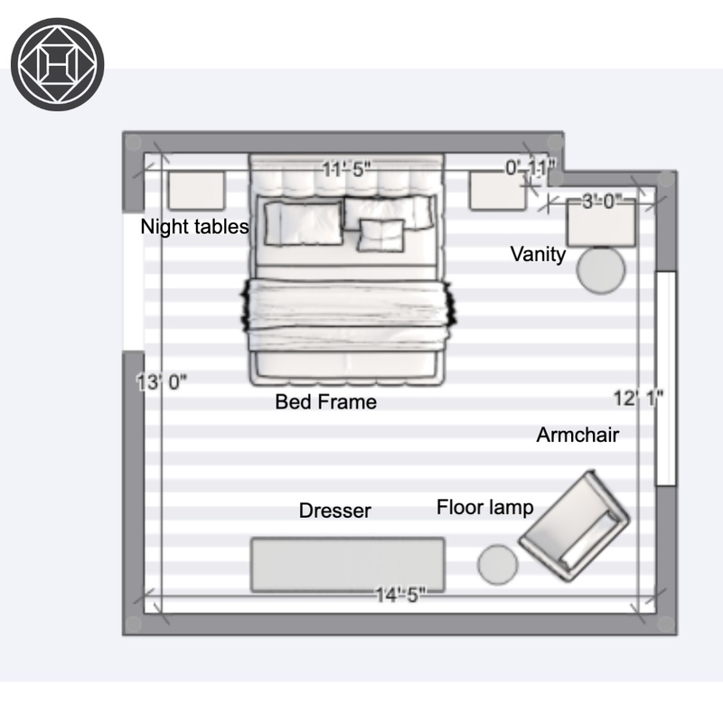 Glam Bedroom Floorplan Mood Board by RitaPolak10 on Style Sourcebook