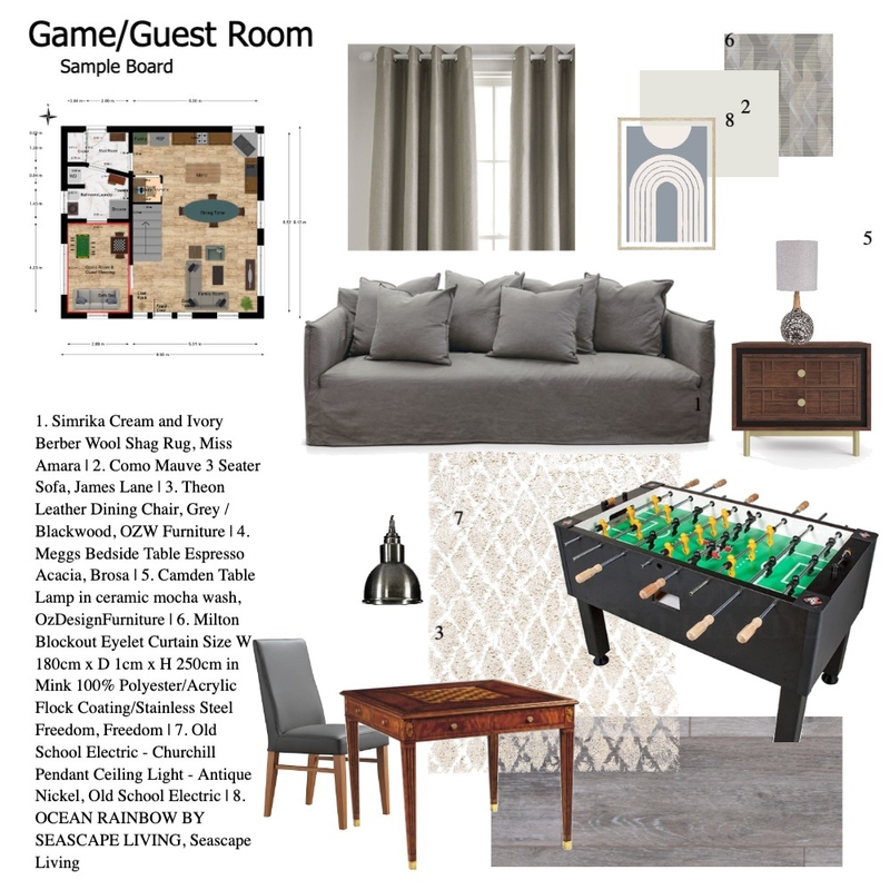 Game / Guest Room Mood Board by Kinnco Designs on Style Sourcebook
